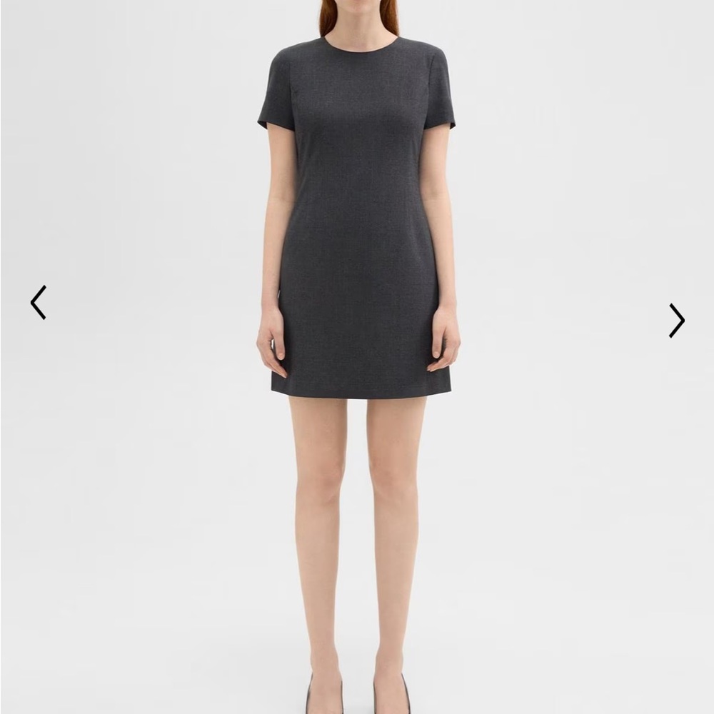 Theory Round-Neck Short-Sleeved Dress - Grey size 0